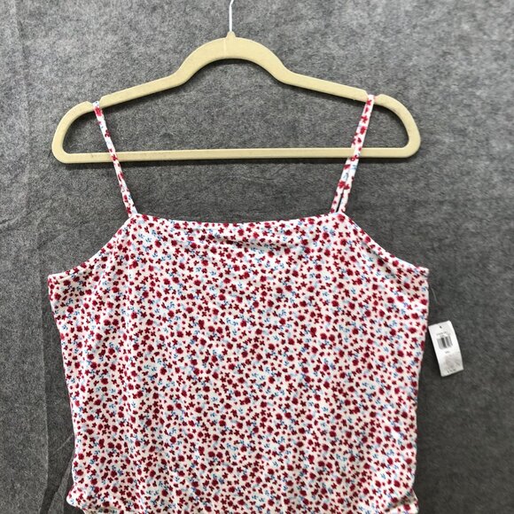 NWT Old Navy Cami Bodysuit Womens XXL Americana Floral Red Blue Square Neck - Picture 3 of 10